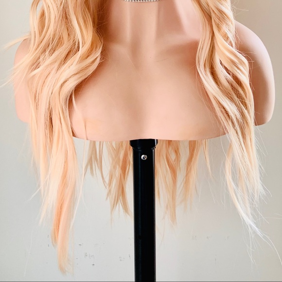 24” Ombre Pale Peach Versatile 13x2.5 Lace Front Premium Fiber Wig - Picture 11 of 15